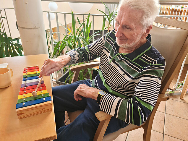 Mann spielt Xylophon